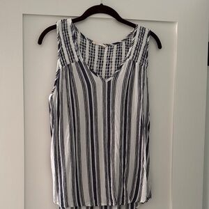 Navy and White Striped Sleeveless Tank Top